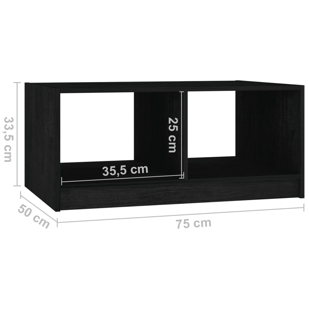 Sohvapöytä musta 75x50x33,5 cm täysi mänty - Sisustajankoti.fi