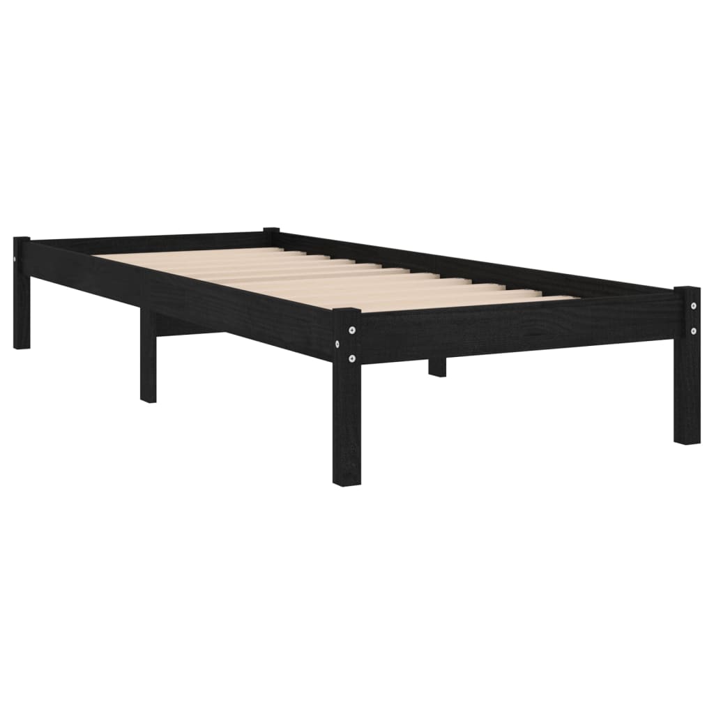 Sängynrunko täysi mänty musta 100x200 cm - Sisustajankoti.fi