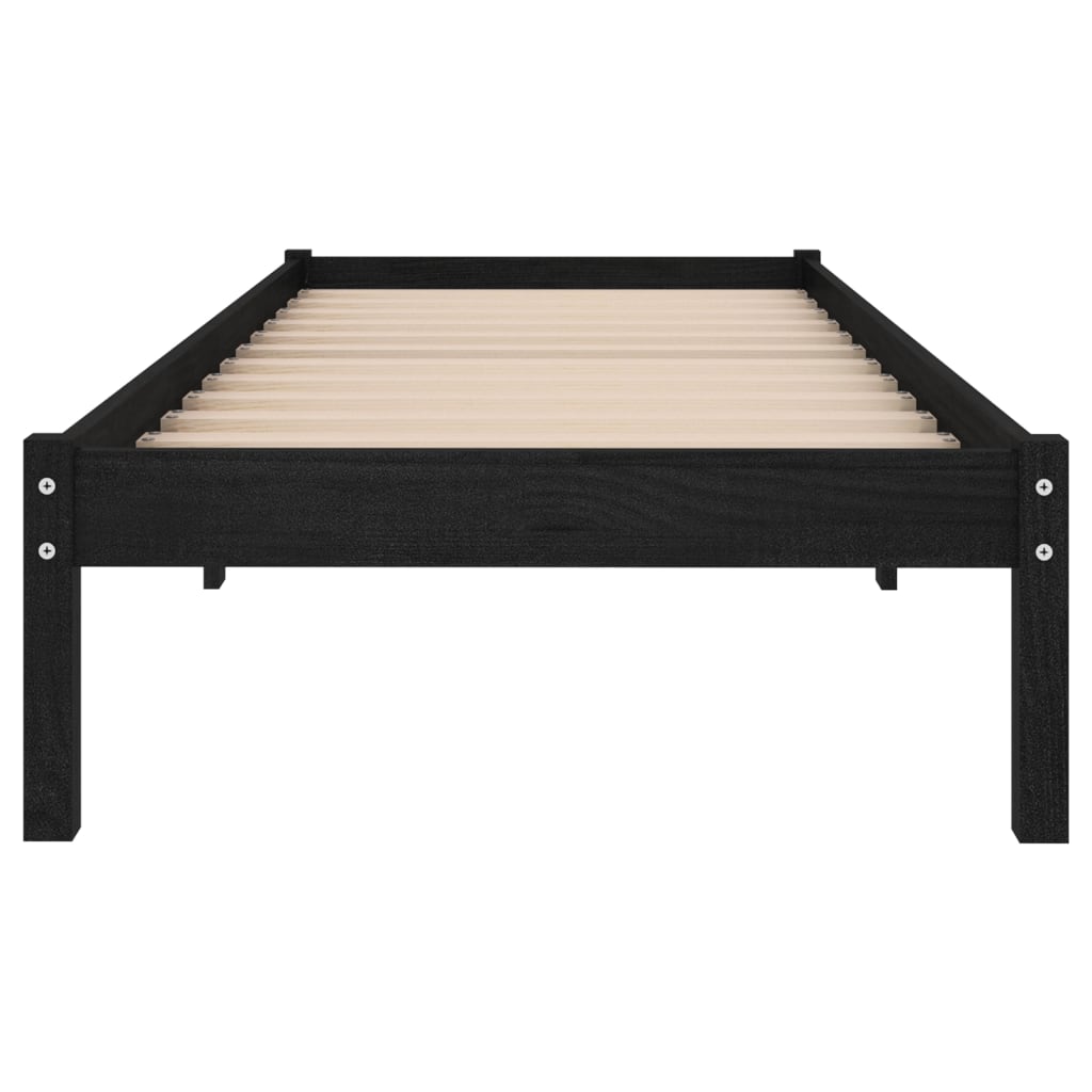 Sängynrunko täysi mänty musta 100x200 cm - Sisustajankoti.fi