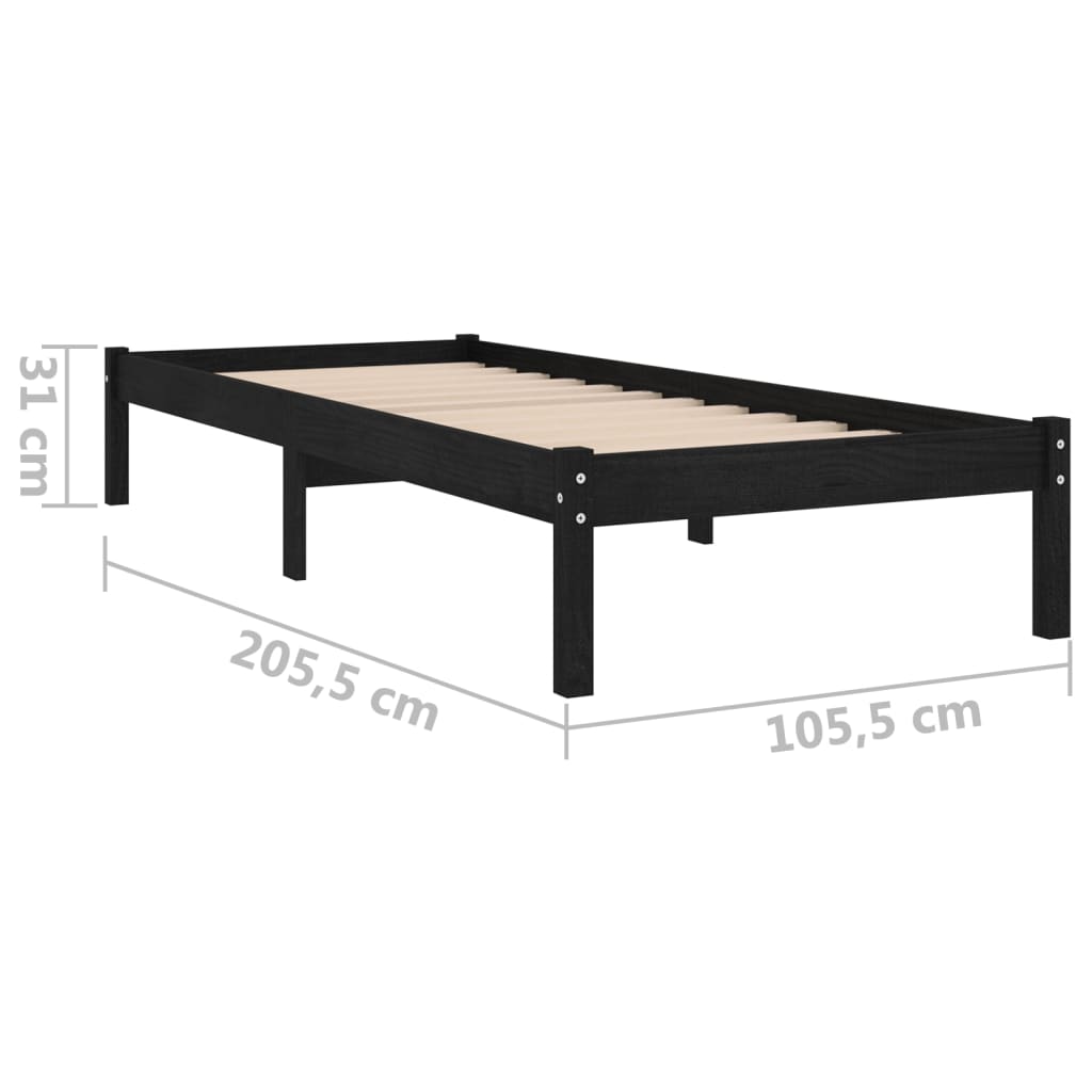 Sängynrunko täysi mänty musta 100x200 cm - Sisustajankoti.fi