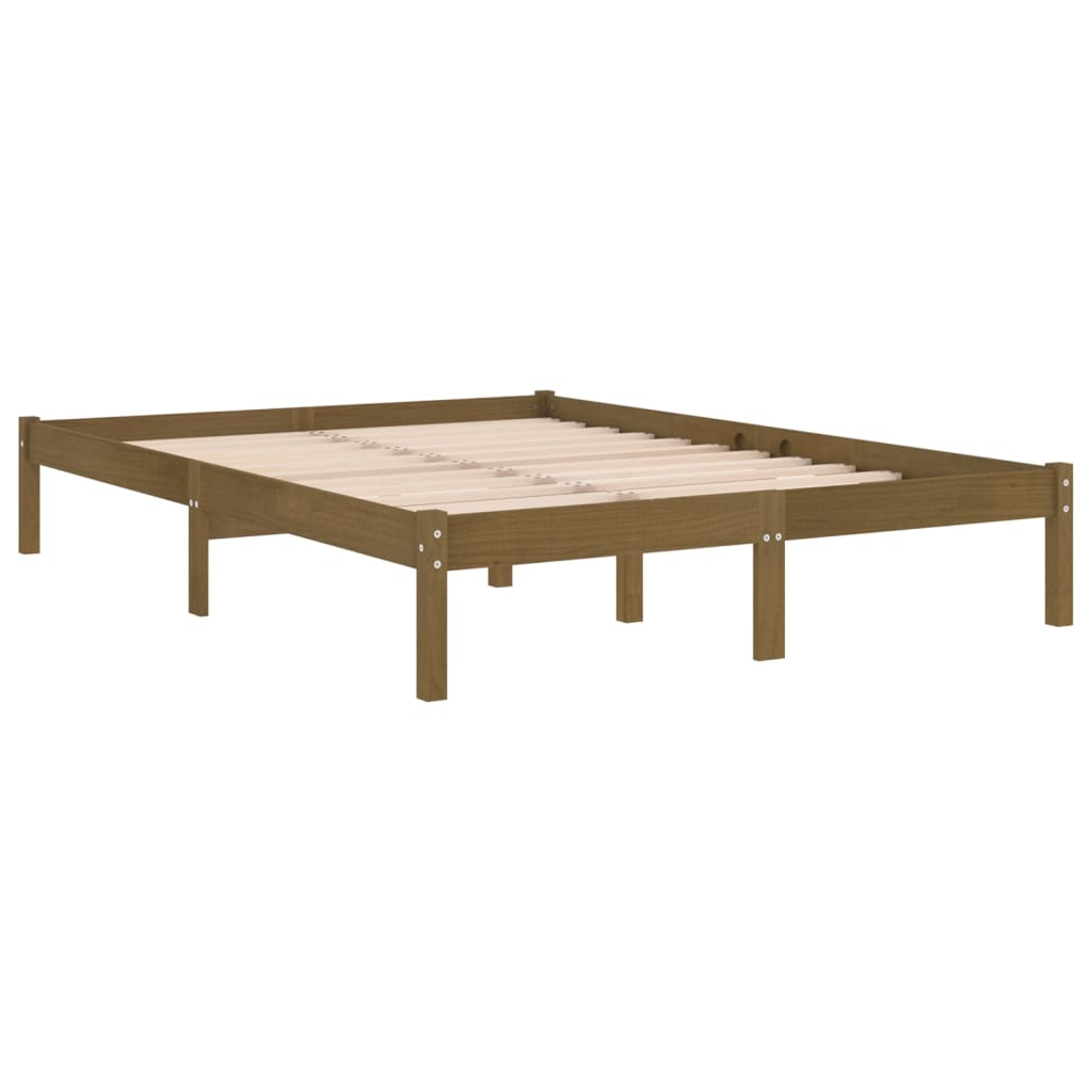 Sängynrunko hunajanruskea täysi mänty 200x200 cm - Sisustajankoti.fi