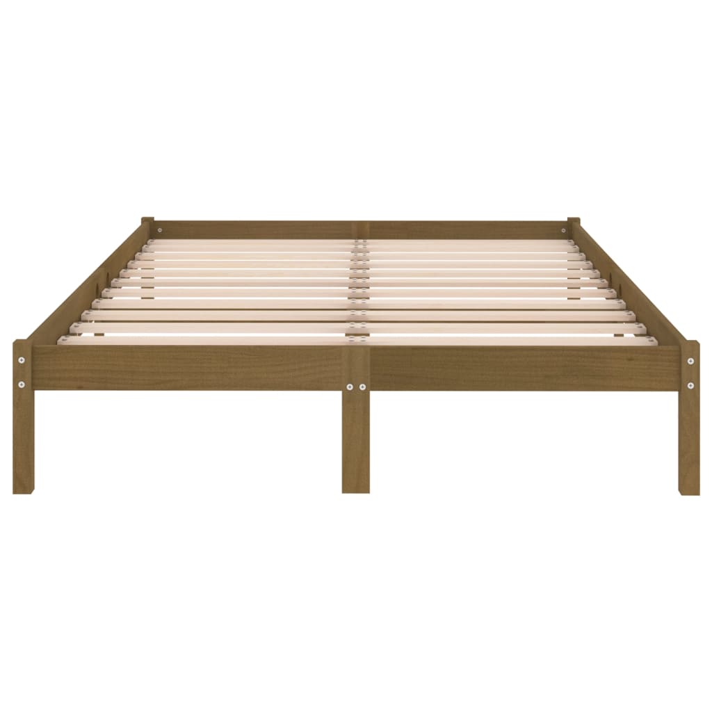 Sängynrunko hunajanruskea täysi mänty 200x200 cm - Sisustajankoti.fi