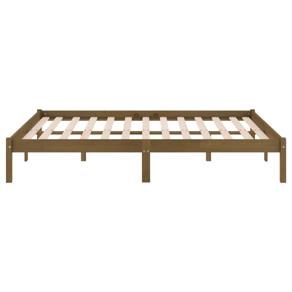 Sängynrunko hunajanruskea täysi mänty 200x200 cm - Sisustajankoti.fi