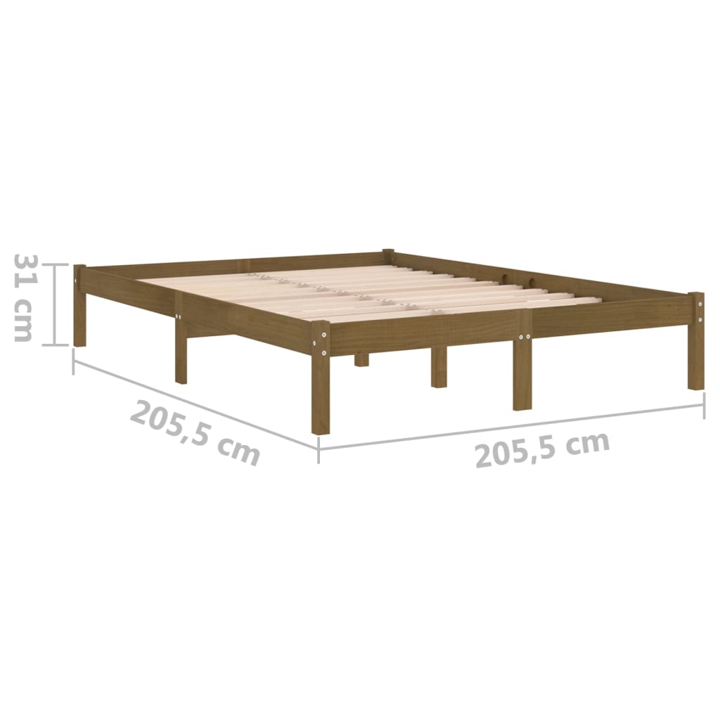 Sängynrunko hunajanruskea täysi mänty 200x200 cm - Sisustajankoti.fi