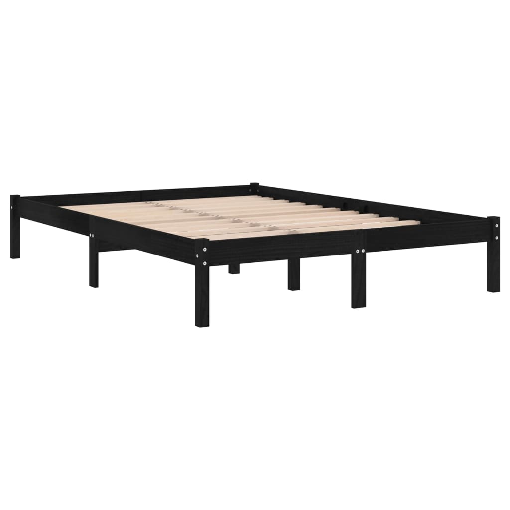 Sängynrunko musta täysi mänty 200x200 cm - Sisustajankoti.fi