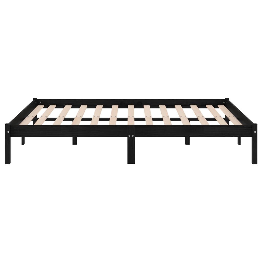 Sängynrunko musta täysi mänty 200x200 cm - Sisustajankoti.fi