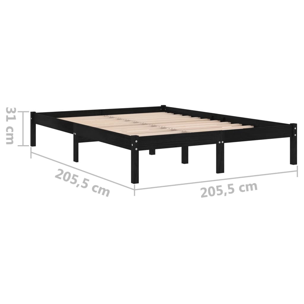 Sängynrunko musta täysi mänty 200x200 cm - Sisustajankoti.fi