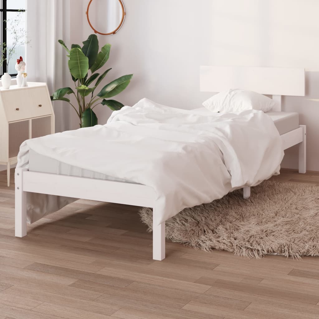 Sängynrunko valkoinen täysi mänty 90x200 cm - Sisustajankoti.fi