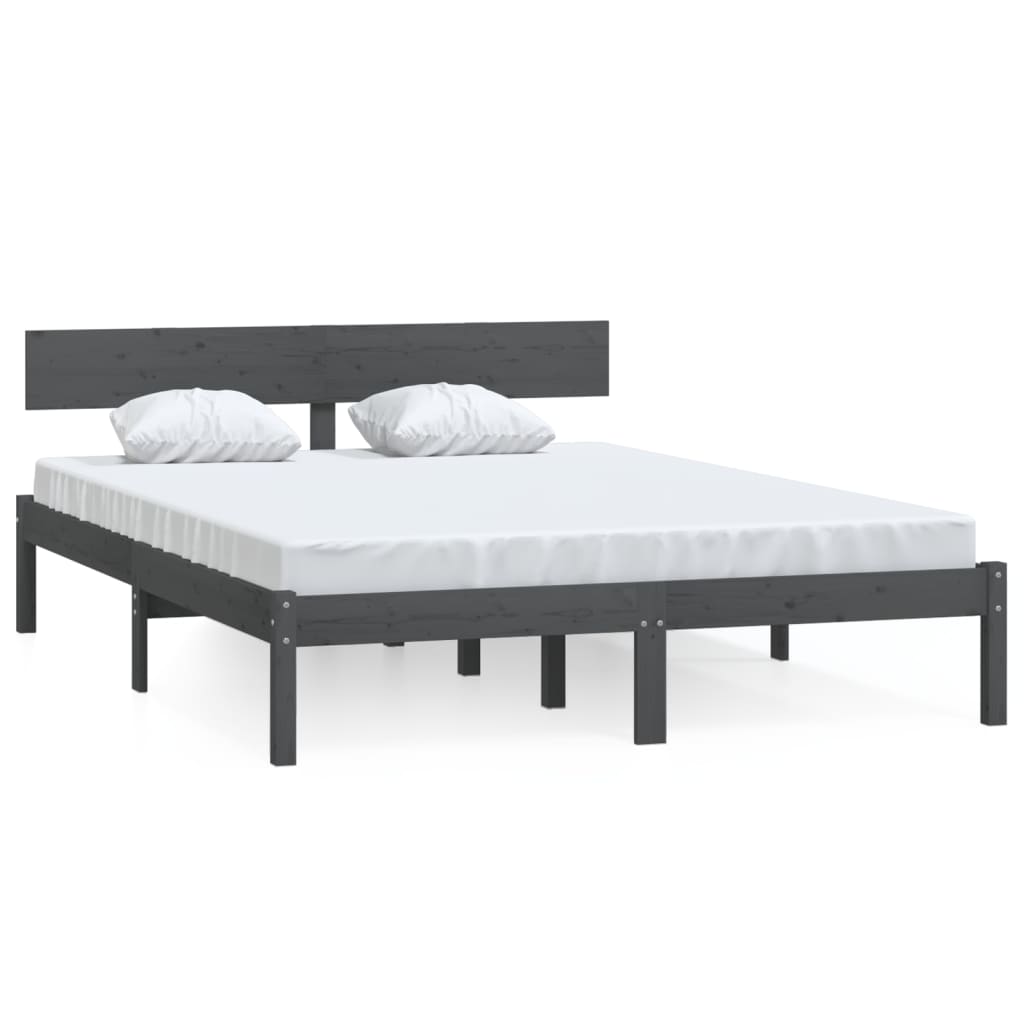 Sängynrunko harmaa täysi mänty 200 x 200 cm - Sisustajankoti.fi