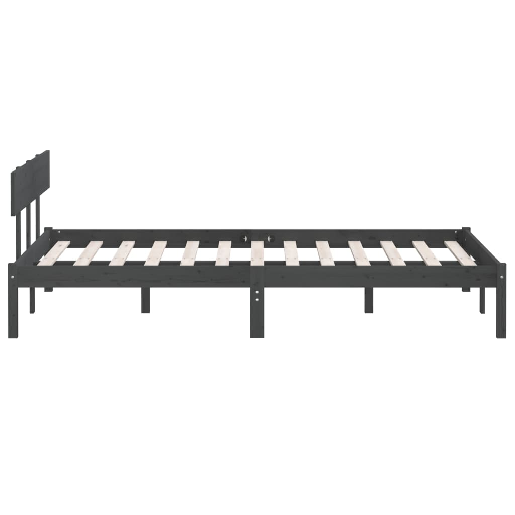 Sängynrunko harmaa täysi mänty 200 x 200 cm - Sisustajankoti.fi