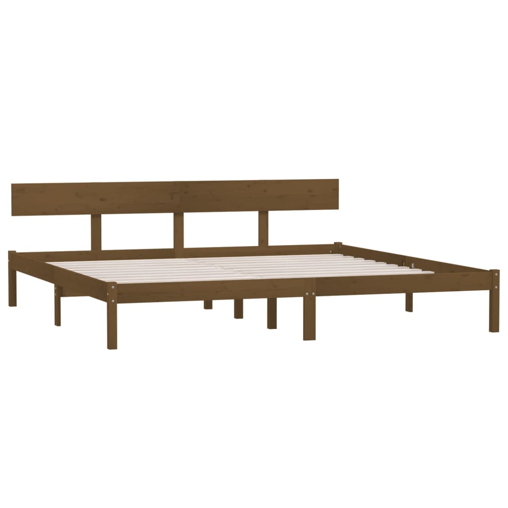 Sängynrunko hunajanruskea täysi mänty 200x200 cm - Sisustajankoti.fi