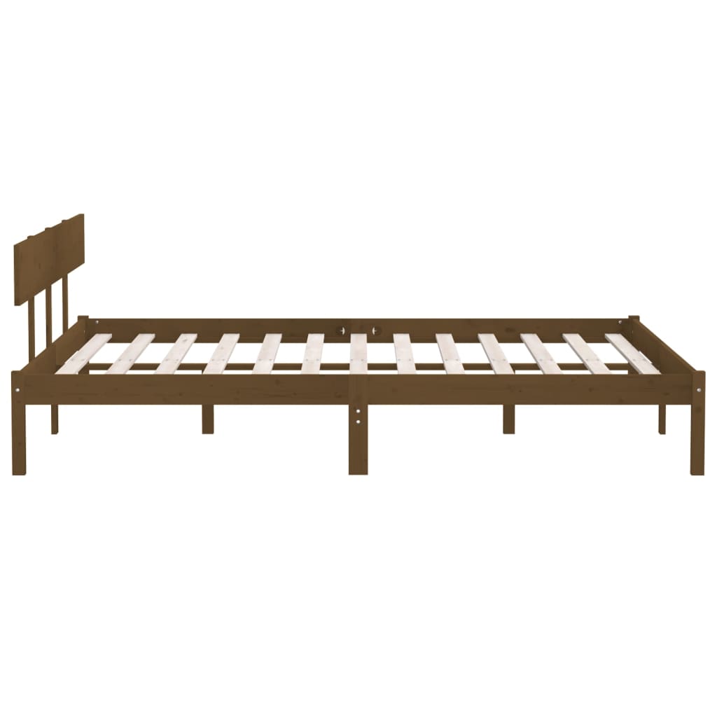 Sängynrunko hunajanruskea täysi mänty 200x200 cm - Sisustajankoti.fi