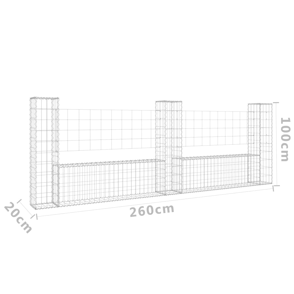 U-muotoiset kivikorit 3 pylväällä rauta 260x20x100 cm - Sisustajankoti.fi