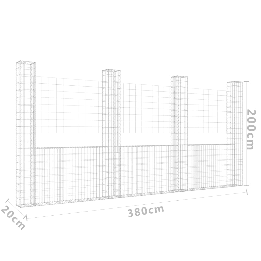 U-muotoiset kivikorit 4 pylväällä rauta 380x20x200 cm - Sisustajankoti.fi
