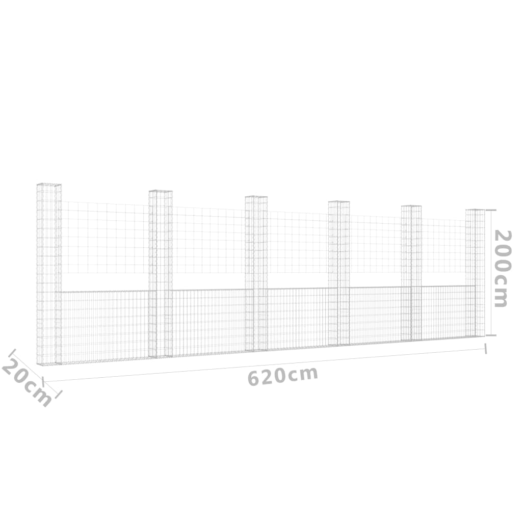 U-muotoiset kivikorit 6 pylväällä rauta 620x20x200 cm - Sisustajankoti.fi