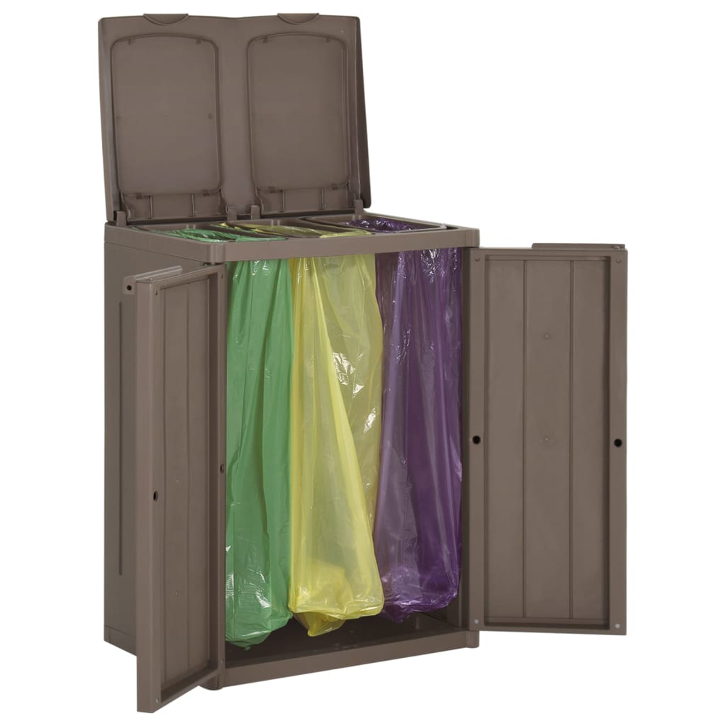 Roskakori 2 ovella ruskea 65x45x88 cm PP - Sisustajankoti.fi