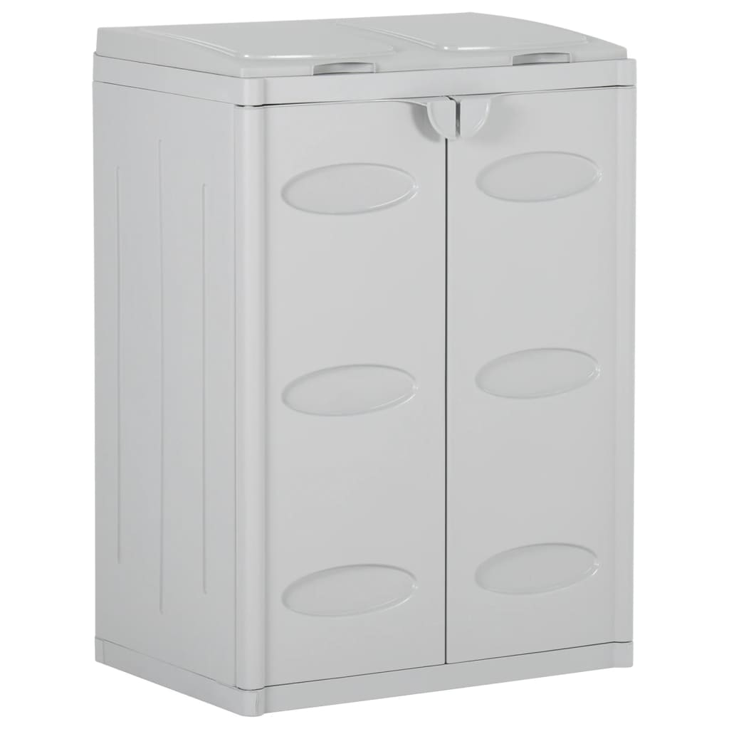 Roskakori 2 ovella harmaa 65x45x88 cm PP - Sisustajankoti.fi