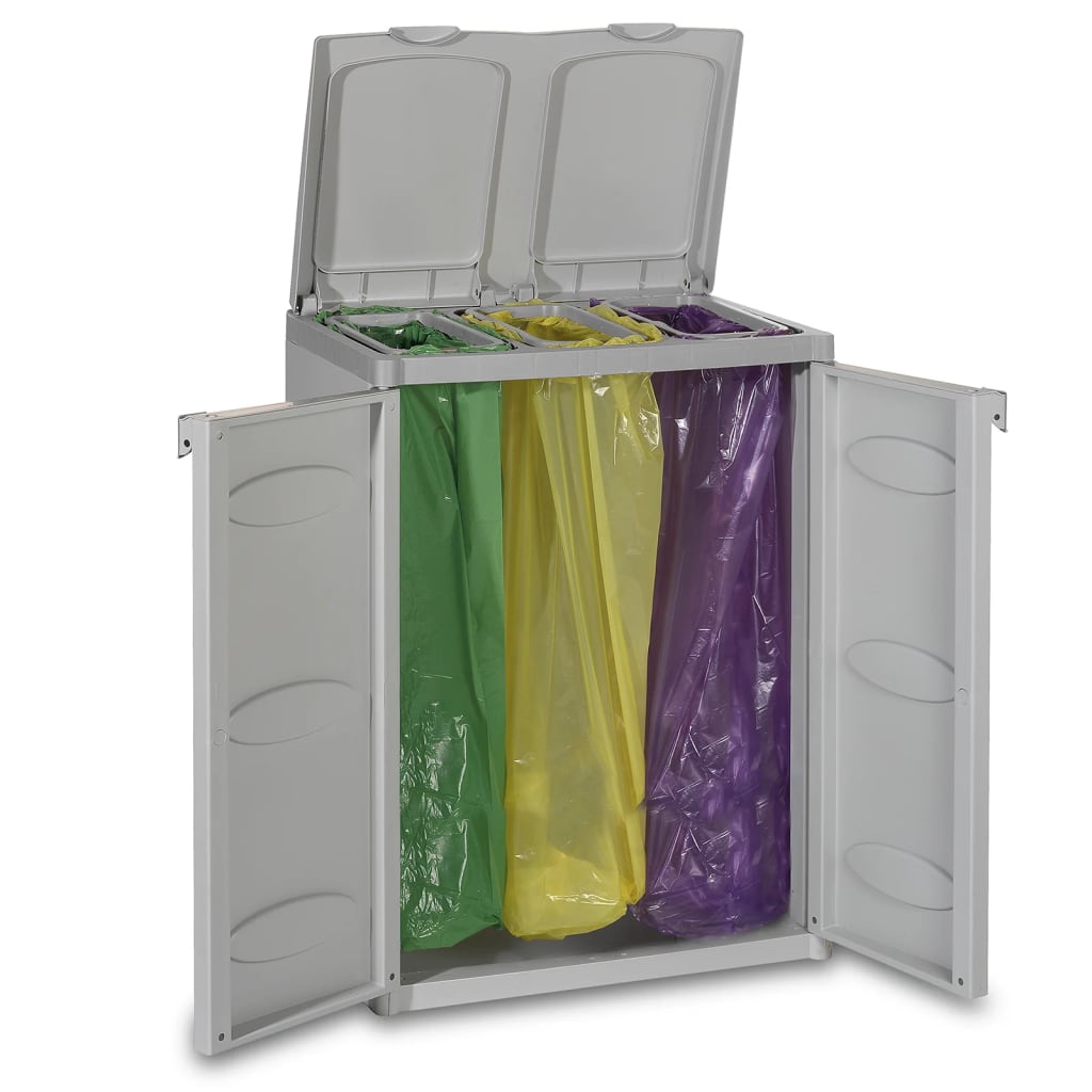 Roskakori 2 ovella harmaa 65x45x88 cm PP - Sisustajankoti.fi