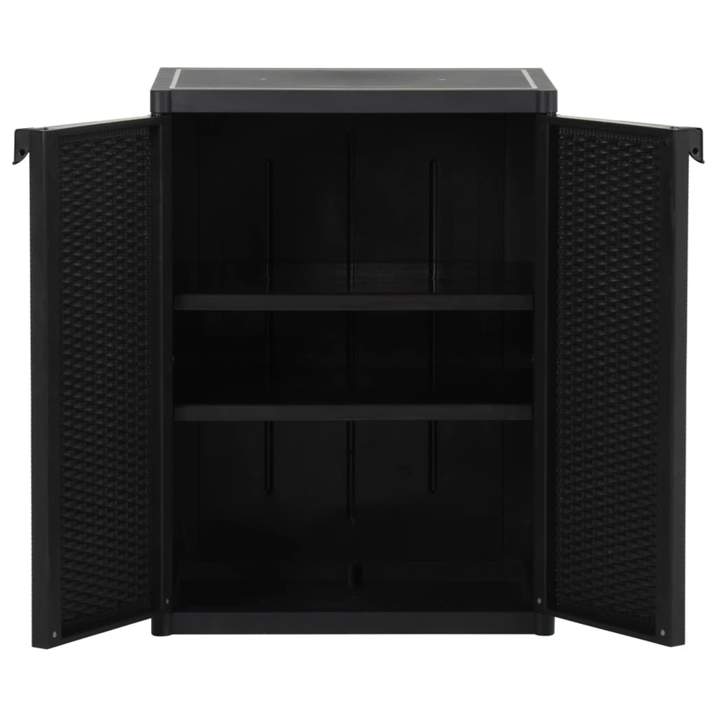 Puutarhan varastokaappi musta 65x45x88 cm PP rottinki - Sisustajankoti.fi