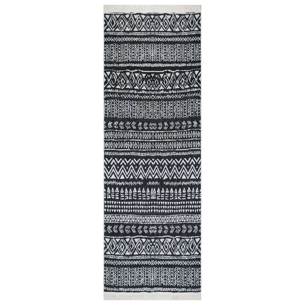 Matto musta ja valkoinen 100x300 cm puuvilla - Sisustajankoti.fi