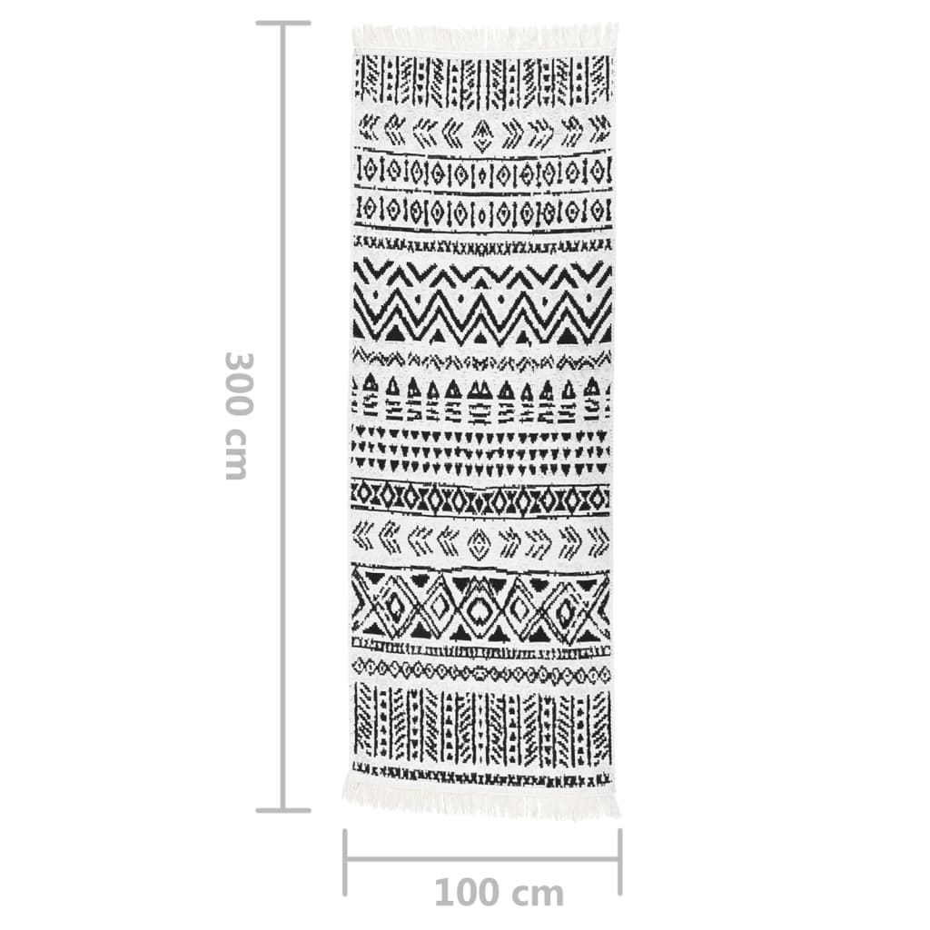 Matto musta ja valkoinen 100x300 cm puuvilla - Sisustajankoti.fi