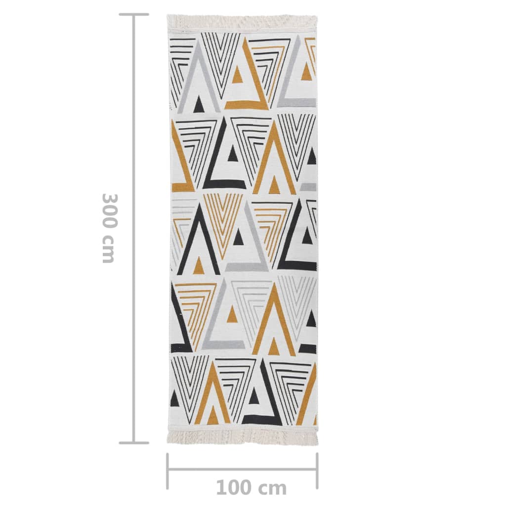 Matto keltainen ja harmaa 100x300 cm puuvilla - Sisustajankoti.fi