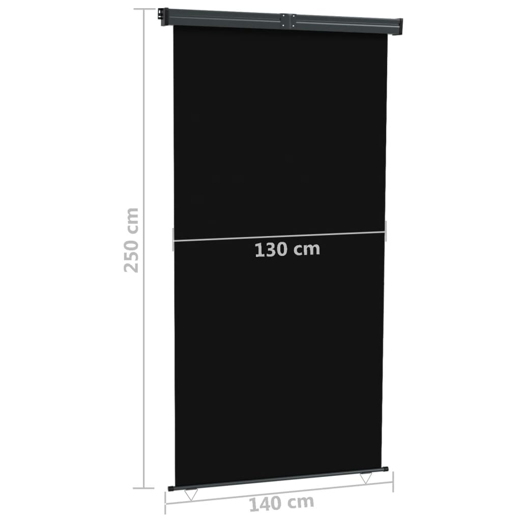 Parvekkeen sivumarkiisi 140x250 cm musta - Sisustajankoti.fi