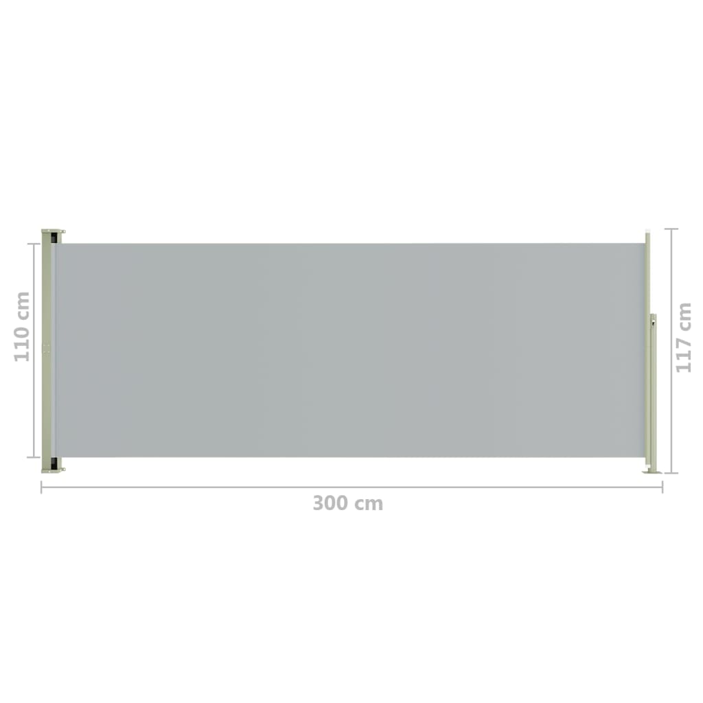Sisäänvedettävä terassin sivumarkiisi 117x300 cm harmaa - Sisustajankoti.fi