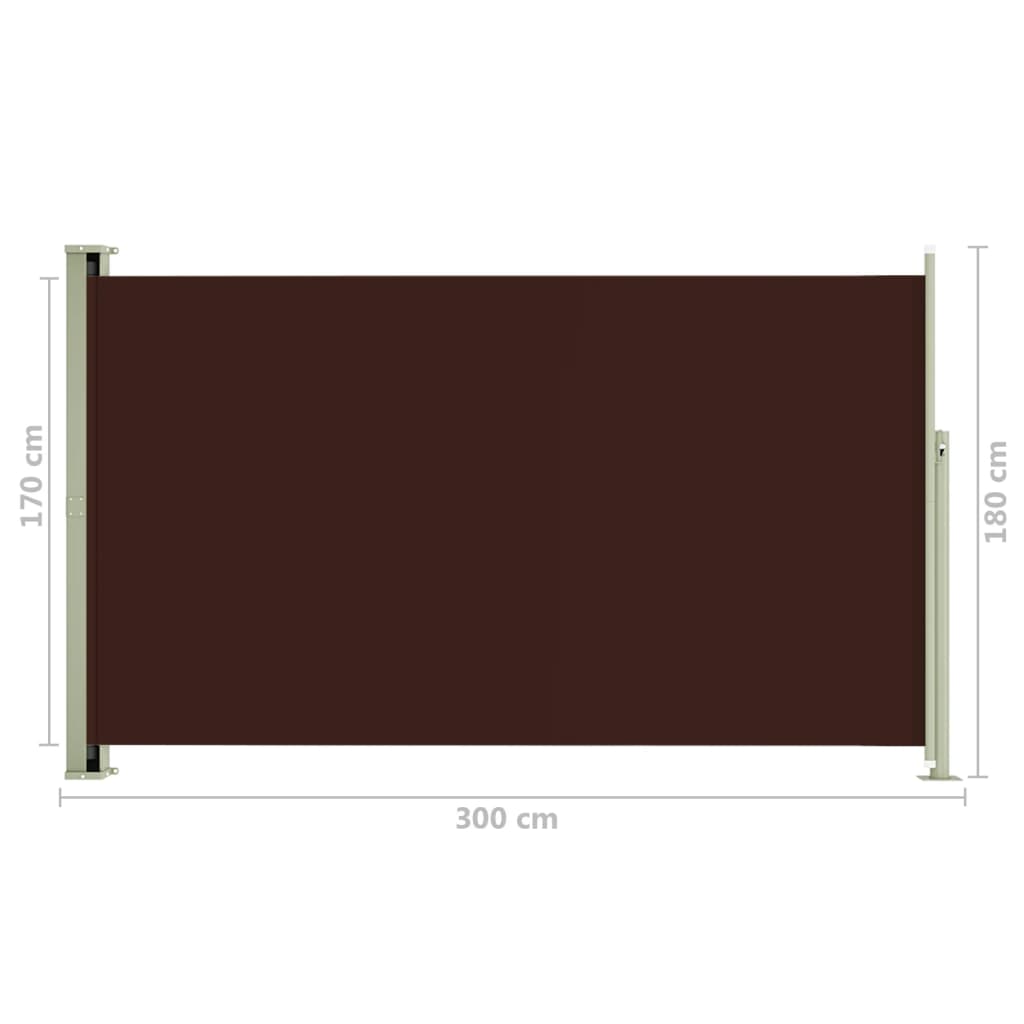 Sisäänvedettävä terassin sivumarkiisi 180x300 cm ruskea - Sisustajankoti.fi