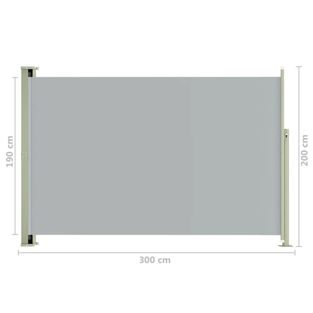 Sisäänvedettävä terassin sivumarkiisi 200x300 cm harmaa - Sisustajankoti.fi