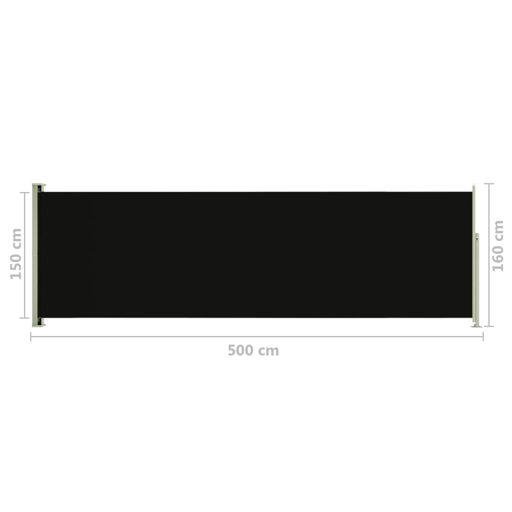 Sisäänvedettävä terassin sivumarkiisi 160x500 cm musta - Sisustajankoti.fi