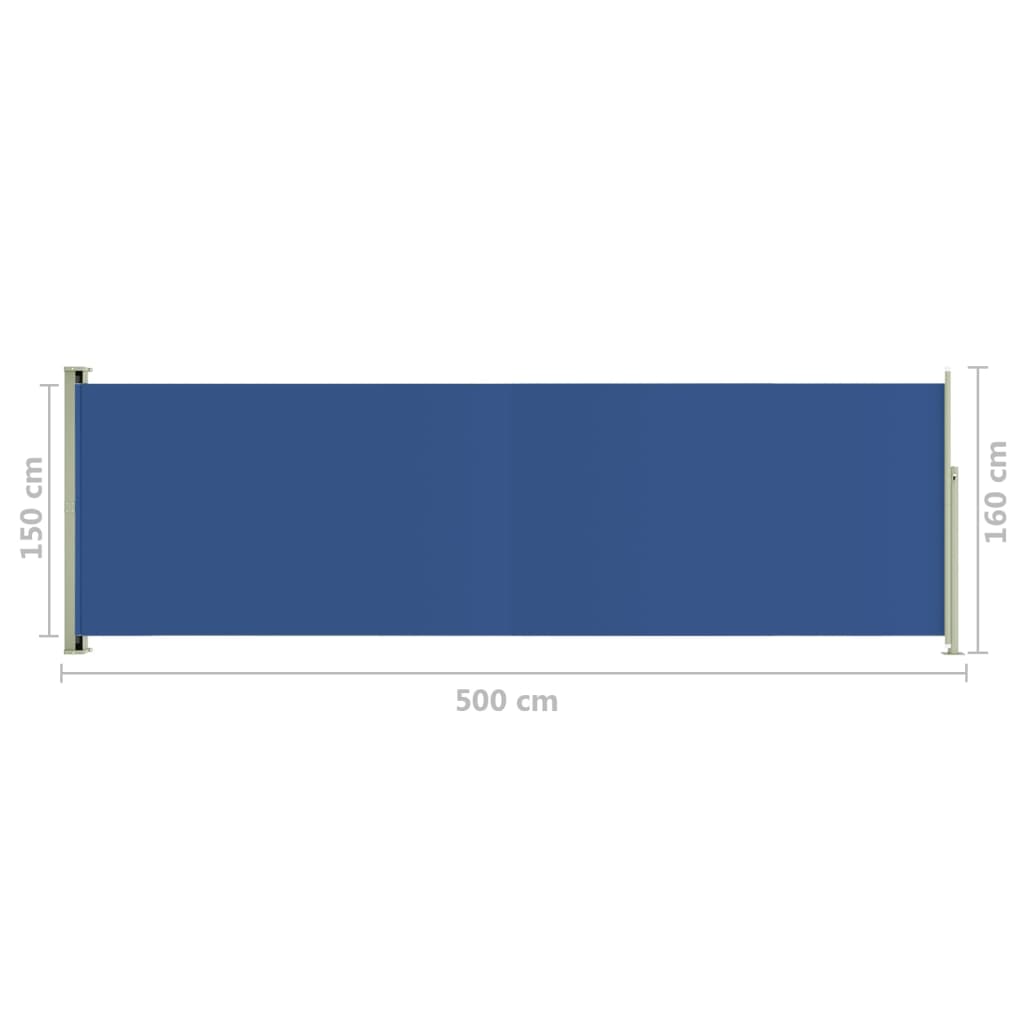 Sisäänvedettävä terassin sivumarkiisi 160x500 cm sininen - Sisustajankoti.fi