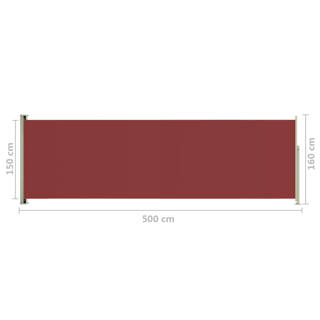 Sisäänvedettävä terassin sivumarkiisi 160x500 cm punainen - Sisustajankoti.fi