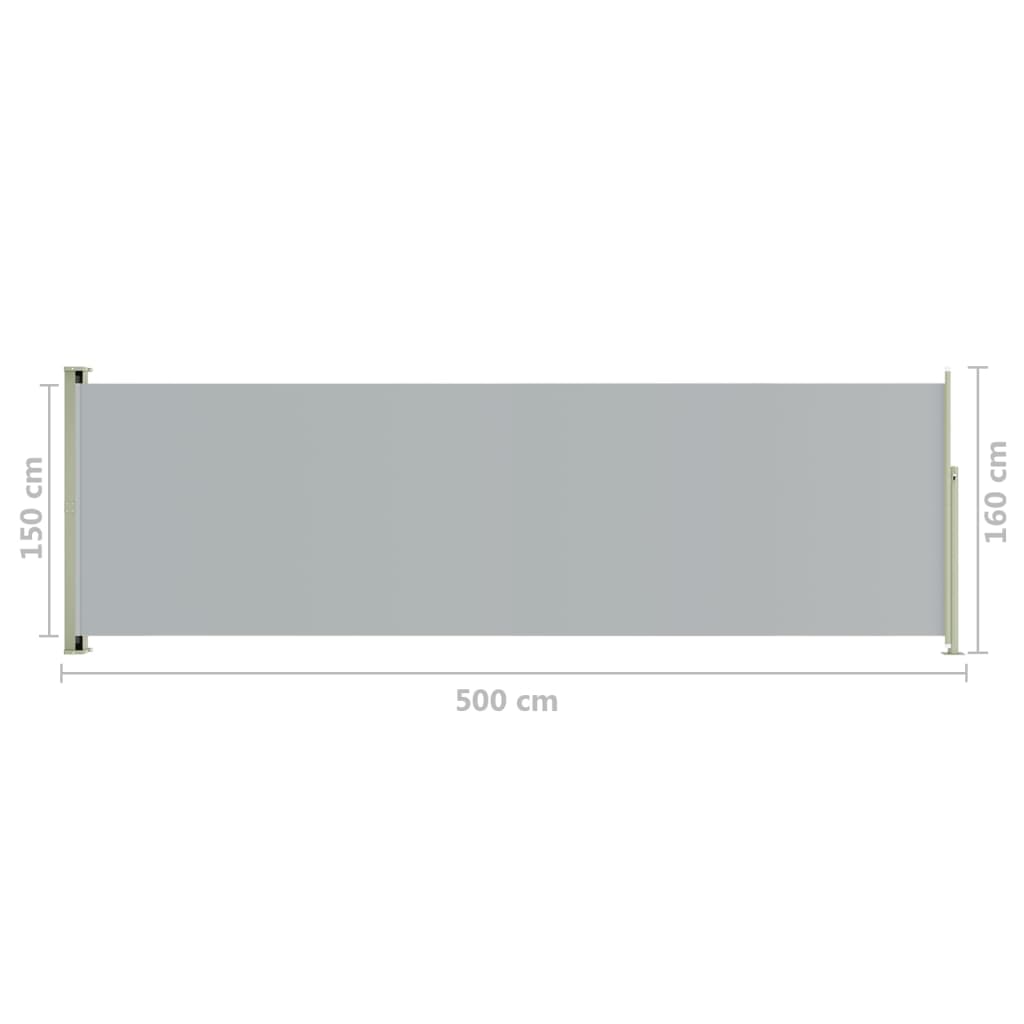 Sisäänvedettävä terassin sivumarkiisi 160x500 cm harmaa - Sisustajankoti.fi