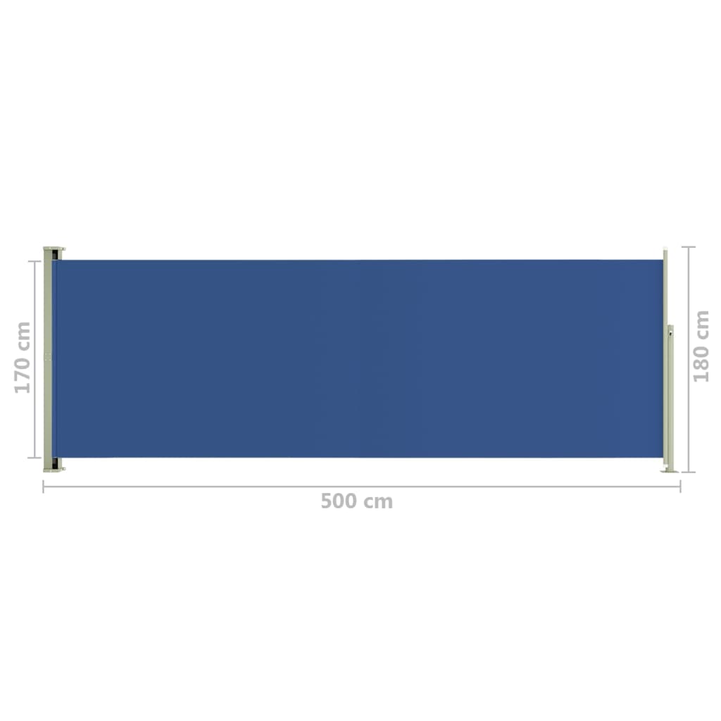 Sisäänvedettävä terassin sivumarkiisi 180x500 cm sininen - Sisustajankoti.fi
