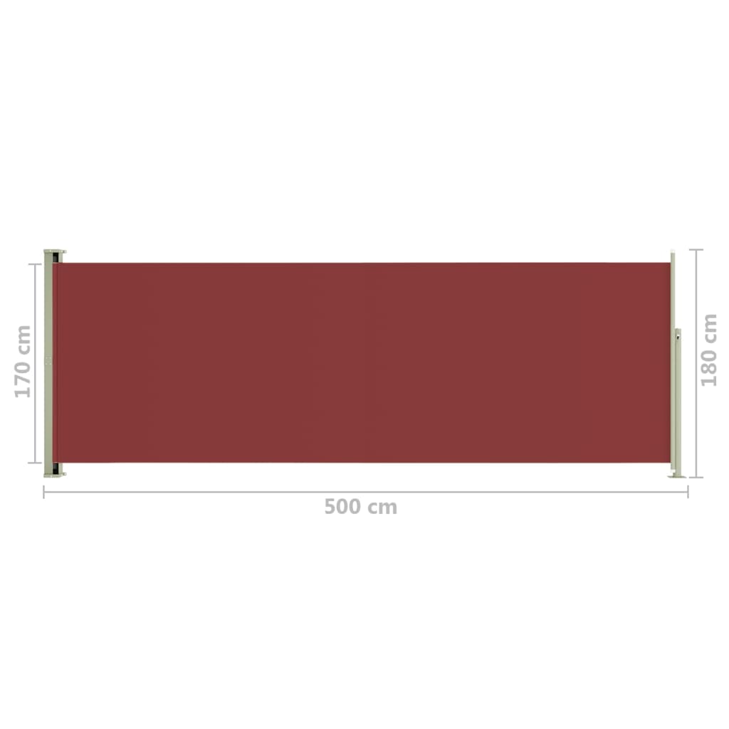 Sisäänvedettävä terassin sivumarkiisi 180x500 cm punainen - Sisustajankoti.fi