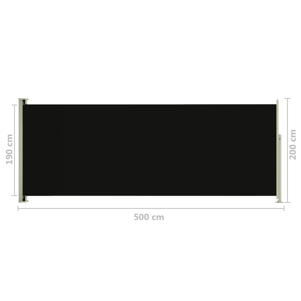 Sisäänvedettävä terassin sivumarkiisi 200x500 cm musta - Sisustajankoti.fi