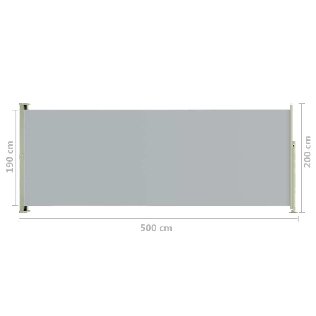 Sisäänvedettävä terassin sivumarkiisi 200x500 cm harmaa - Sisustajankoti.fi