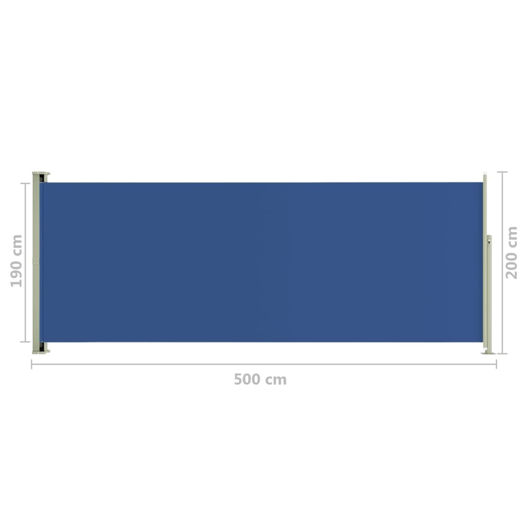 Sisäänvedettävä terassin sivumarkiisi 200x500 cm sininen - Sisustajankoti.fi