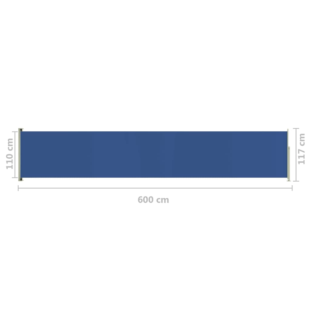 Sisäänvedettävä terassin sivumarkiisi 117x600 cm sininen - Sisustajankoti.fi