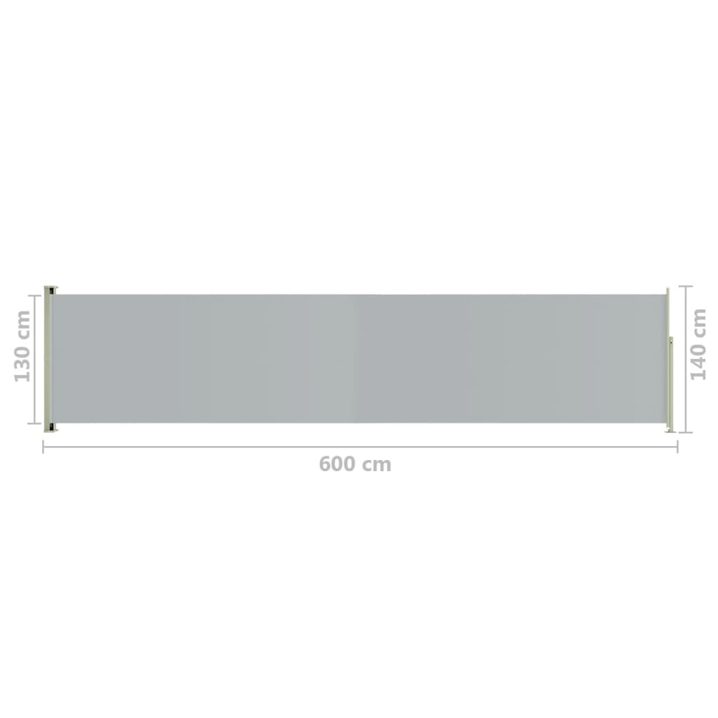 Sisäänvedettävä terassin sivumarkiisi 140x600 cm harmaa - Sisustajankoti.fi