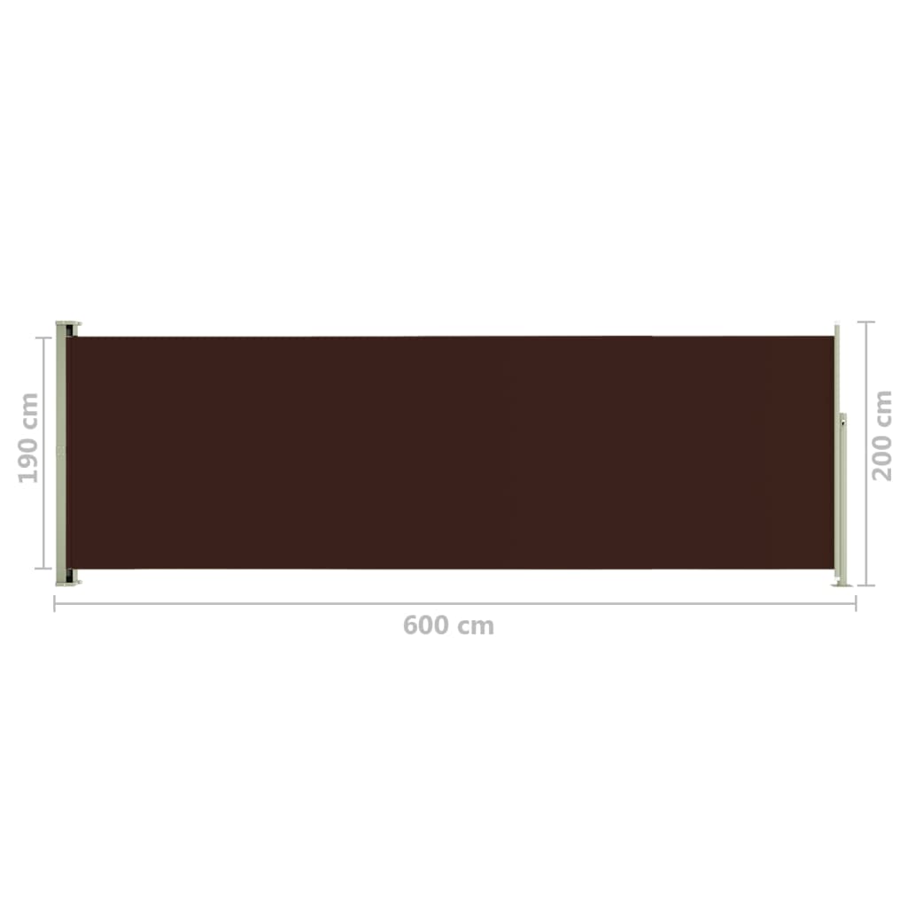 Terassin sisäänvedettävä sivumarkiisi 200x600 cm ruskea - Sisustajankoti.fi