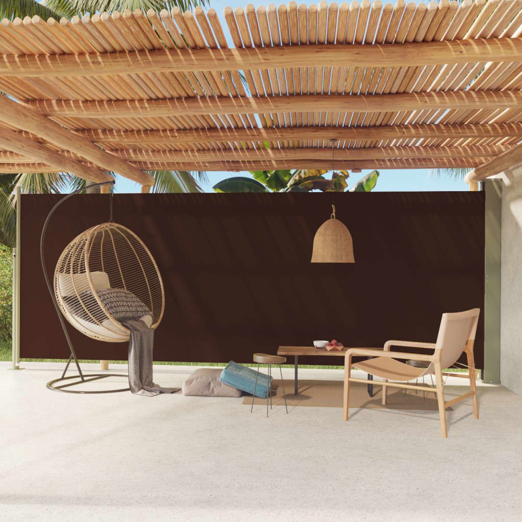 Terassin sisäänvedettävä sivumarkiisi 200x600 cm ruskea - Sisustajankoti.fi