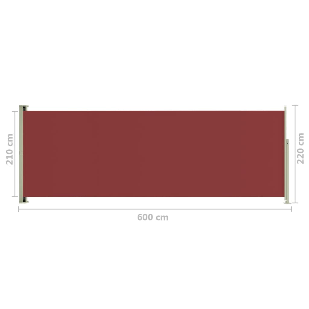 Sisäänvedettävä terassin sivumarkiisi 220x600 cm punainen - Sisustajankoti.fi