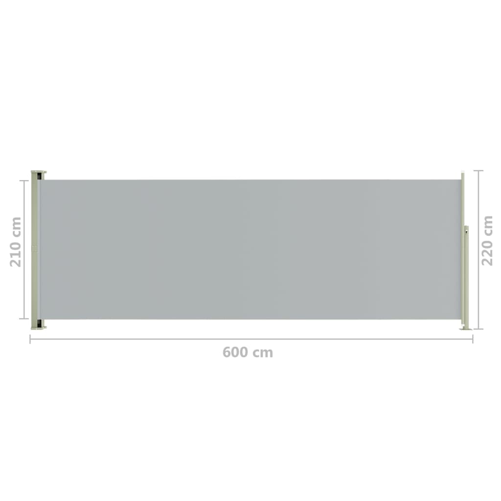 Sisäänvedettävä terassin sivumarkiisi 220x600 cm harmaa - Sisustajankoti.fi