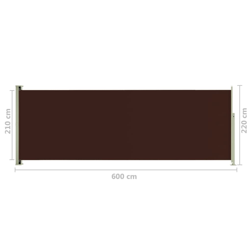 Sisäänvedettävä terassin sivumarkiisi 220x600 cm ruskea - Sisustajankoti.fi