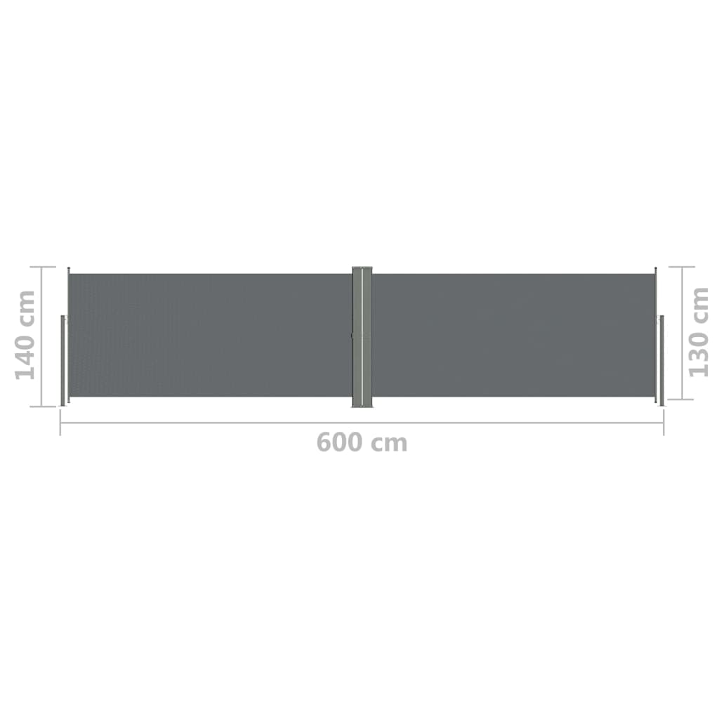 Sisäänvedettävä sivumarkiisi 140x600 cm antrasiitti - Sisustajankoti.fi