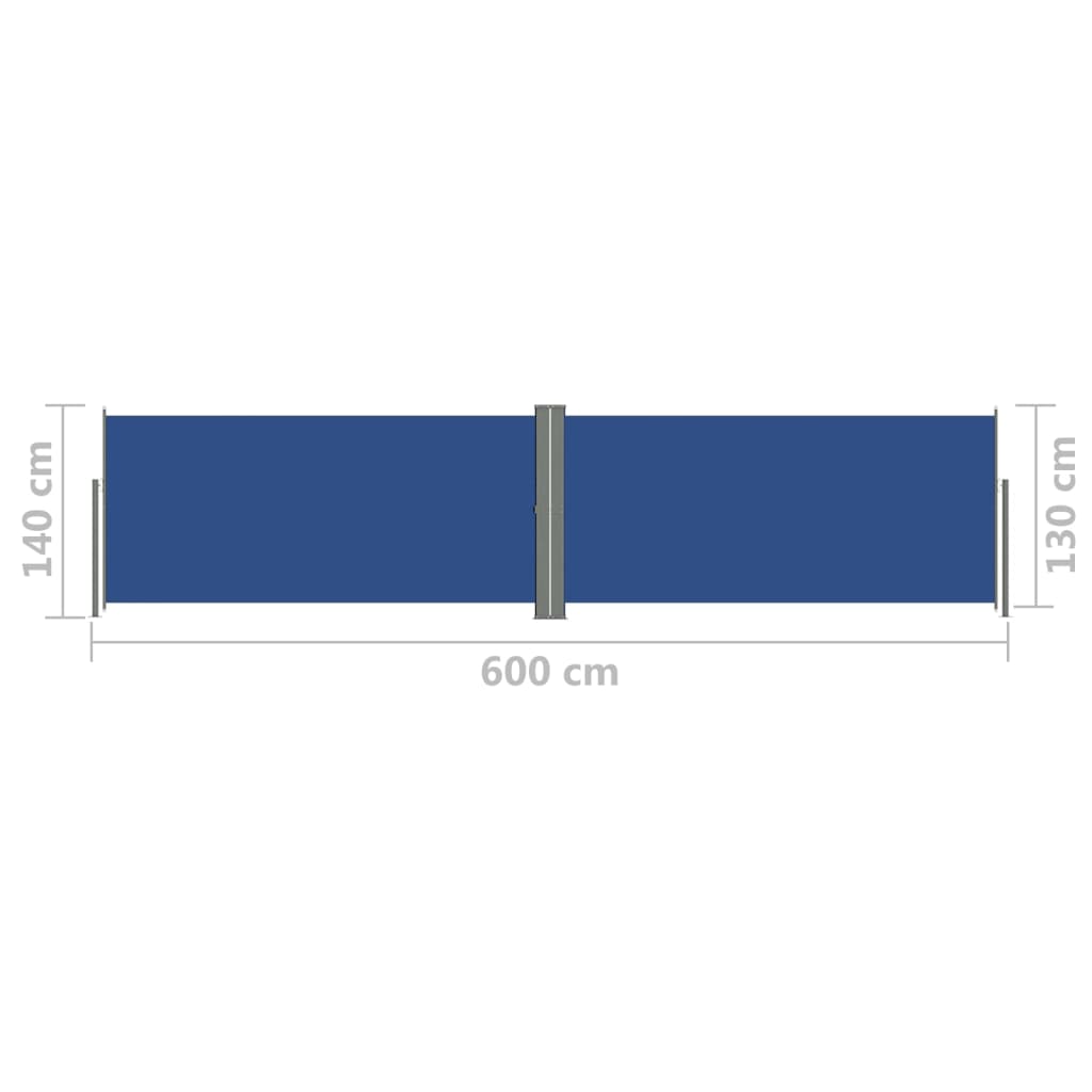 Sisäänvedettävä sivumarkiisi sininen 140x600 cm - Sisustajankoti.fi