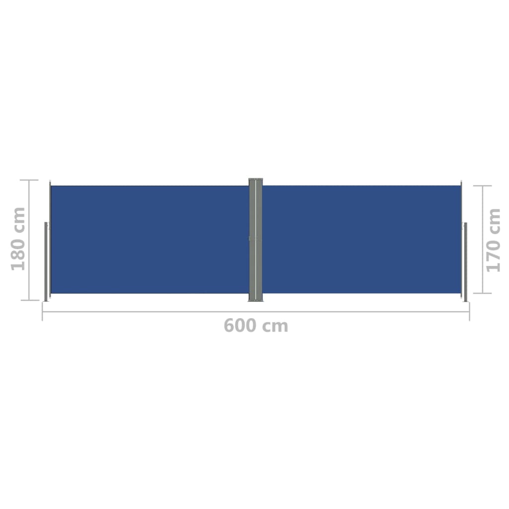 Sisäänvedettävä sivumarkiisi sininen 180x600 cm - Sisustajankoti.fi