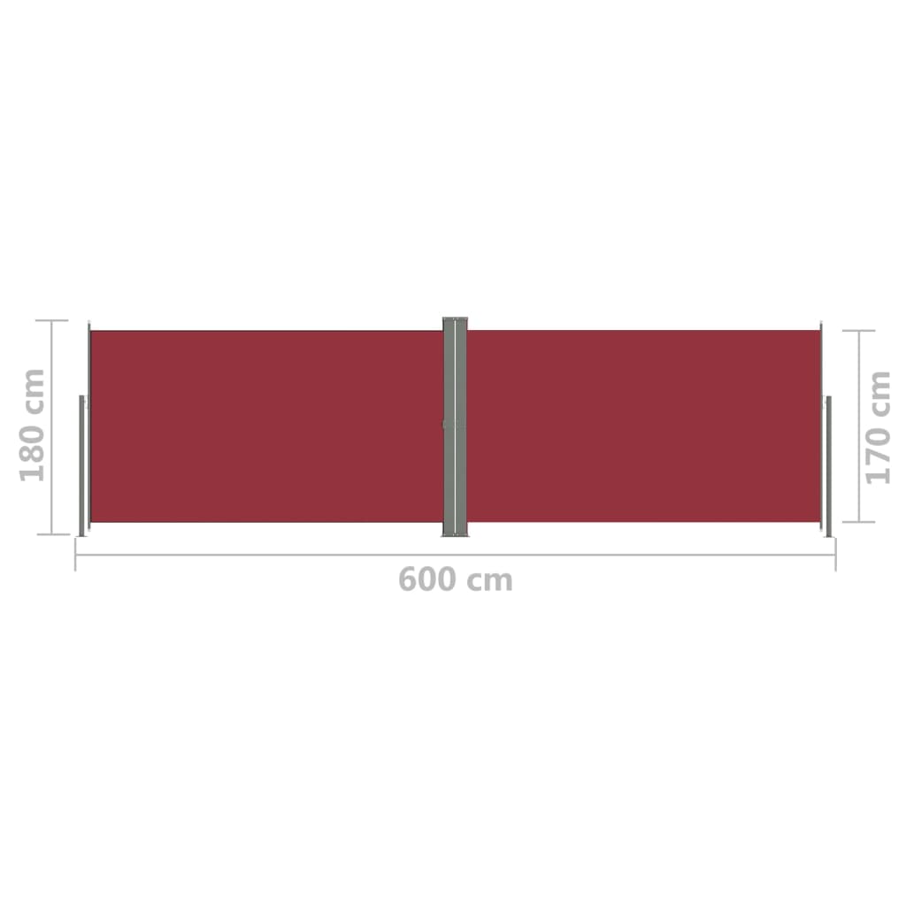 Sisäänvedettävä sivumarkiisi punainen 180x600 cm - Sisustajankoti.fi